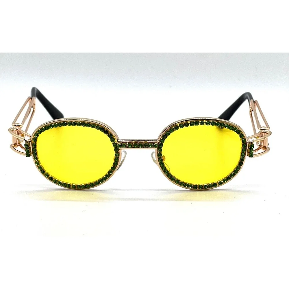 Dazzling Cyberpunk Eyepieces Sunglasses Men Yellow Over Deep Lenses Streetwear